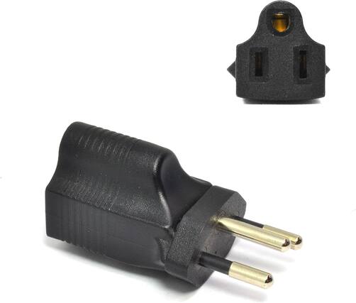 Front. Ceptics - Ceptics Brazil Travel Plug Adapter – Type N (NBR 14136), ETL Certified, Industrial Grade, Compact Design (IG-11C) - Black.