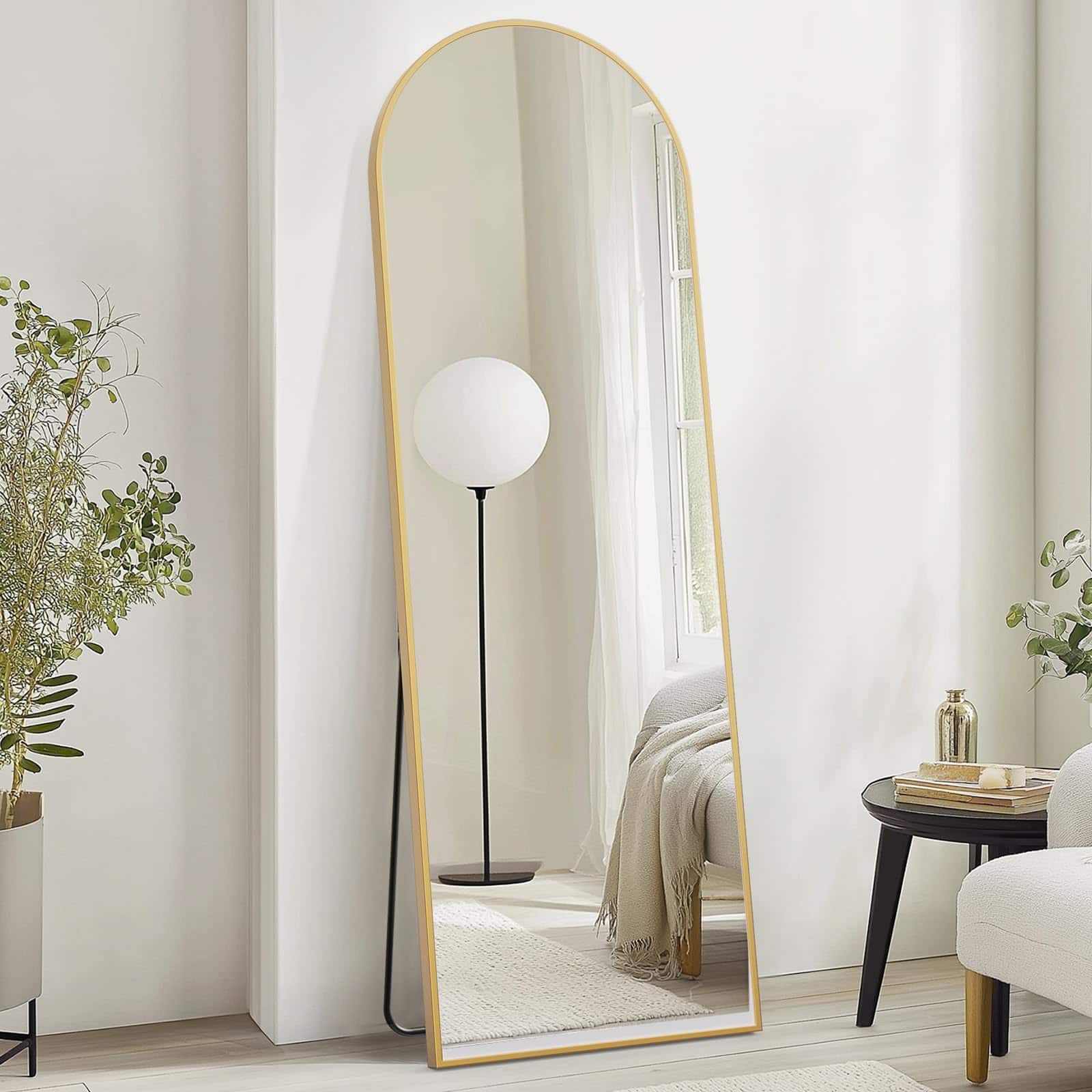 Stylel Star - Full-length Mirror 71"x26" Full-body Floor With Stand Hanging Wall-mounted Or Freestanding Thin Aluminum Frame Large Arc