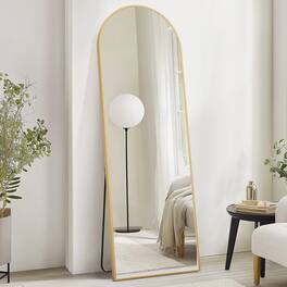 Stylel Star - Full-length Mirror 71"x26" Full-body Floor With Stand Hanging Wall-mounted Or Freestanding Thin Aluminum Frame Large Arc