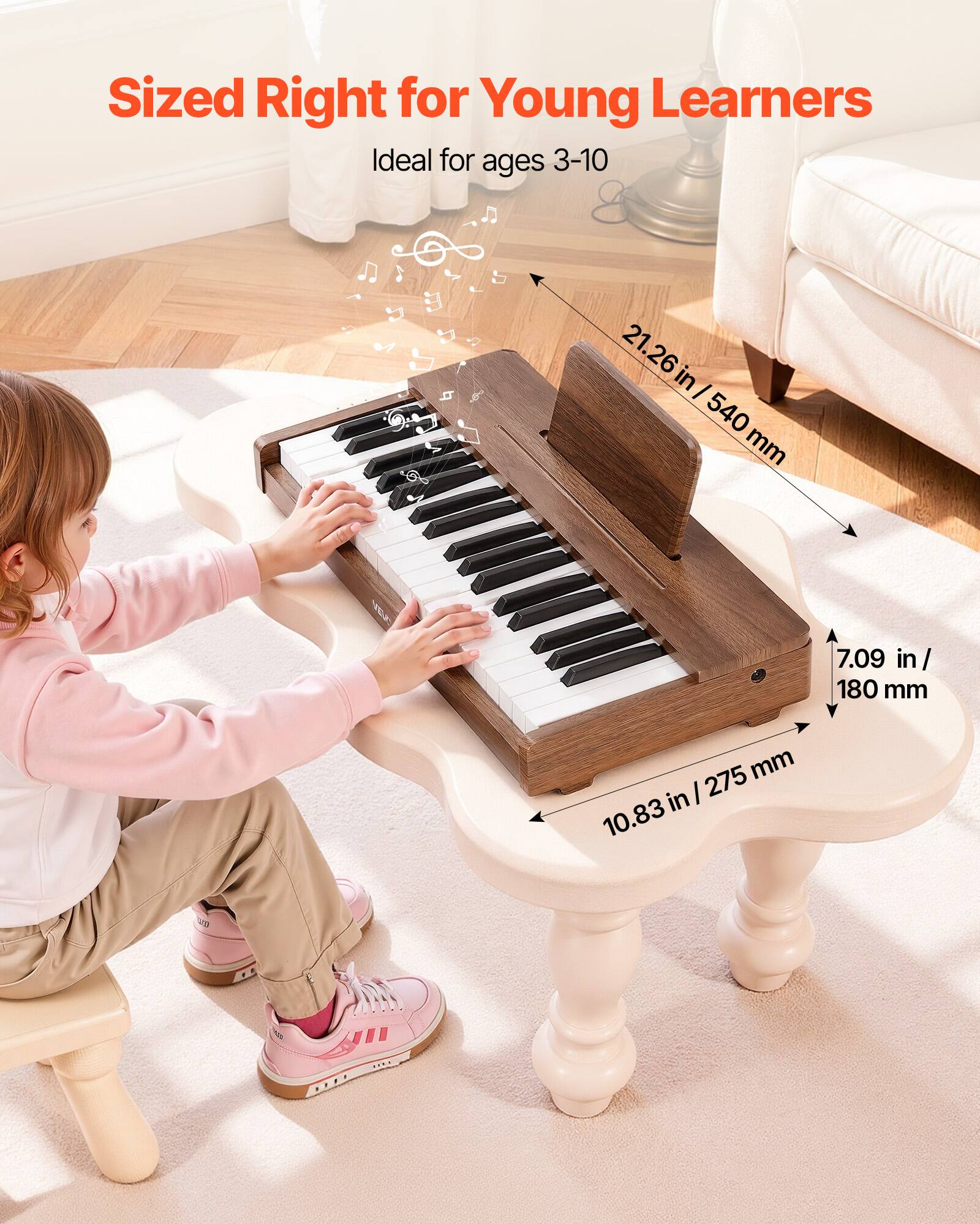 Sized Right for Young Learners  
Ideal for ages 3-10  

21.26 in / 540 mm  
7.09 in / 180 mm  
10.83 in / 275 mm