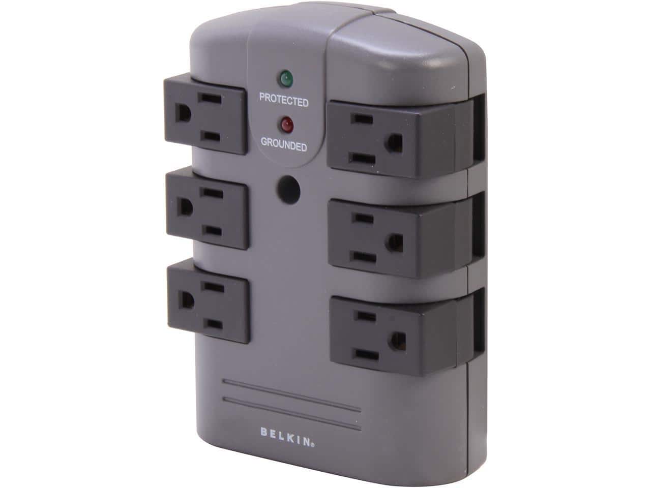 Belkin - BP106000 Wall Mount 6 Outlets 1080 Joules Pivot-Plug Surge Protector - Black