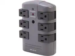 Belkin - BP106000 Wall Mount 6 Outlets 1080 Joules Pivot-Plug Surge Protector - Black