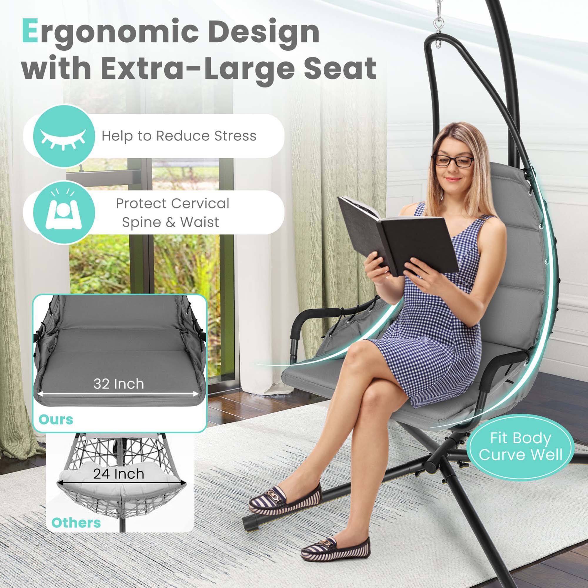 Ergonomic Design with Extra-Large Seat

- Help to Reduce Stress
- Protect Cervical Spine & Waist
- 32 Inch (Ours)
- 24 Inch (Others)
- Fit Body Curve Well