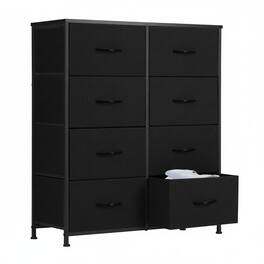 AOITUN - 8 Drawer Dresser for Bedroom, Tall Fabric Storage Chest, Sturdy Steel Frame Organizer with Wood Top for Closet - Black
