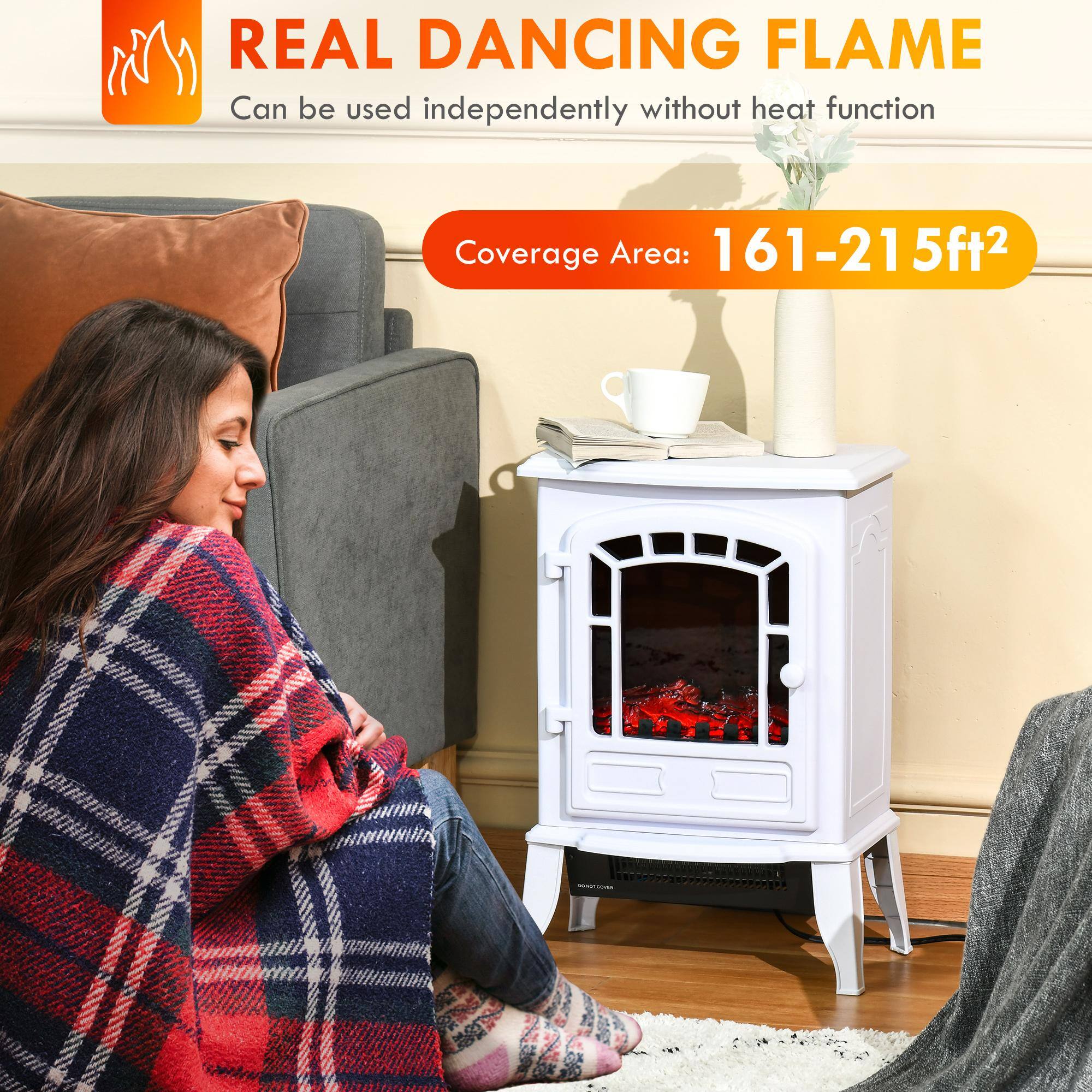 REAL DANCING FLAME  
Can be used independently without heat function  

Coverage Area: 161-215ft²