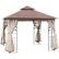 Front. Outsunny - 10' x 10' Metal Patio Gazebo, Double Roof Outdoor Gazebo Canopy Shelter with Tree Motifs Corner Frame - Black and Brown.