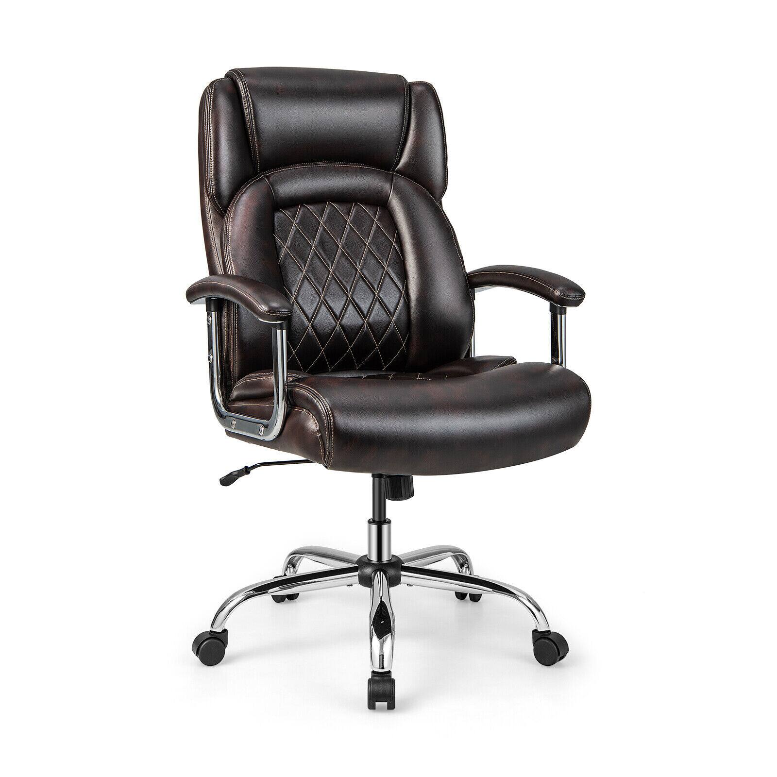 Alt View 3. WELLFOR - Height Adjustable Big and Tall Office Chair Computer Desk Chair with Metal Base - Brown.