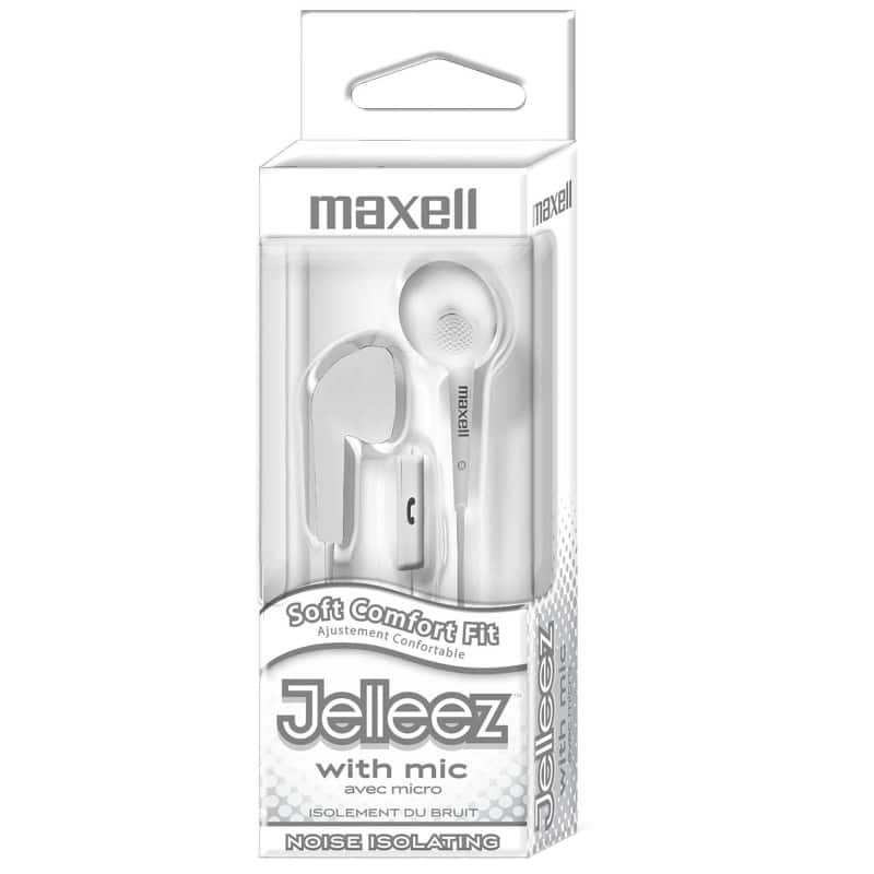 Maxell - Jelleez Soft Earbuds with Mic, White