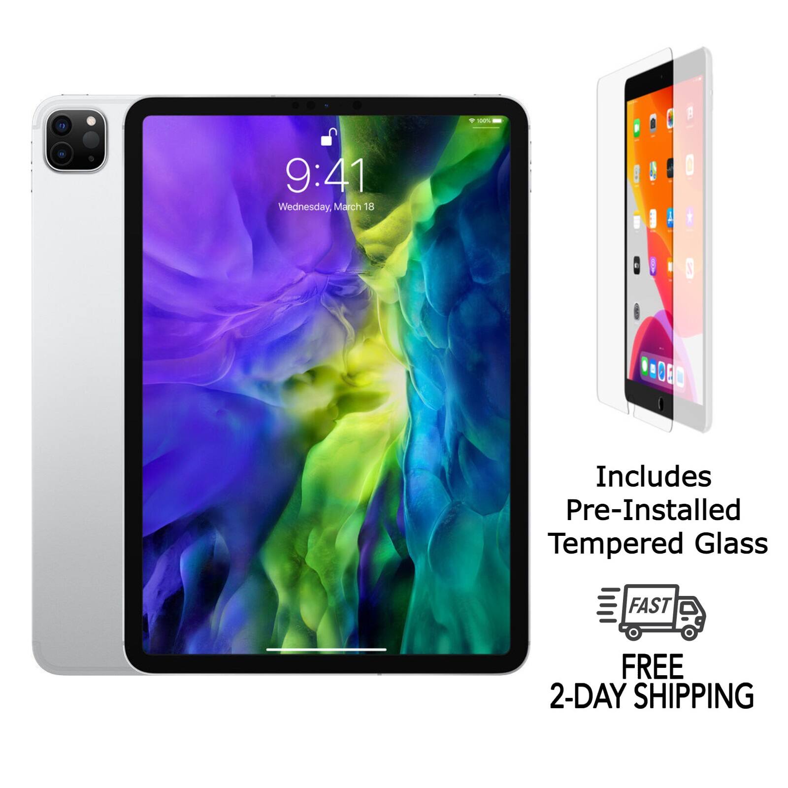 9:41  
Wednesday, March 18  

Includes Pre-Installed Tempered Glass  

FAST FREE 2-DAY SHIPPING