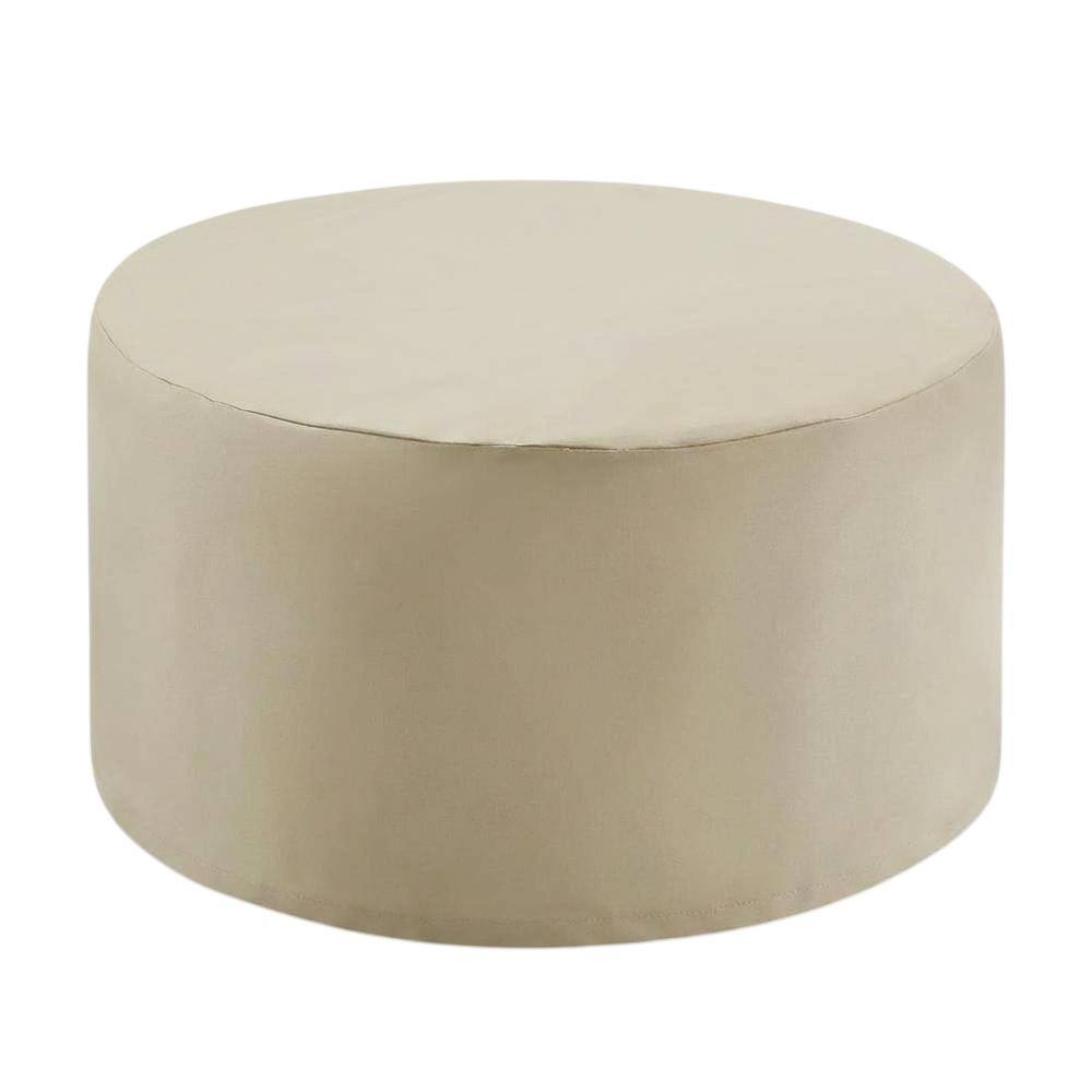Front. FurniFact - Round outdoor coffee table furniture cover for weatherproof protection - Tan.