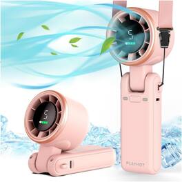 Loheer - Portable Handheld Turbo Fan Rechargeable Personal Desk Fan Wearable Neck Cooling For Beach Vacation Travel