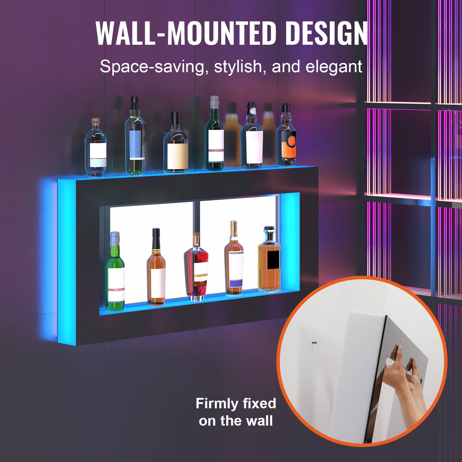 WALL-MOUNTED DESIGN  
Space-saving, stylish, and elegant  

Firmly fixed on the wall