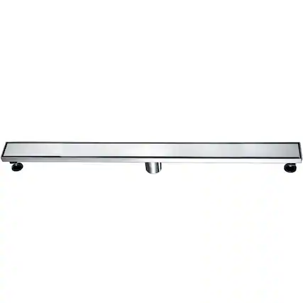 Front. Alfi - 36" Modern Brushed Stainless Steel Linear Shower Drain with Solid Cover - Stainless Steel.