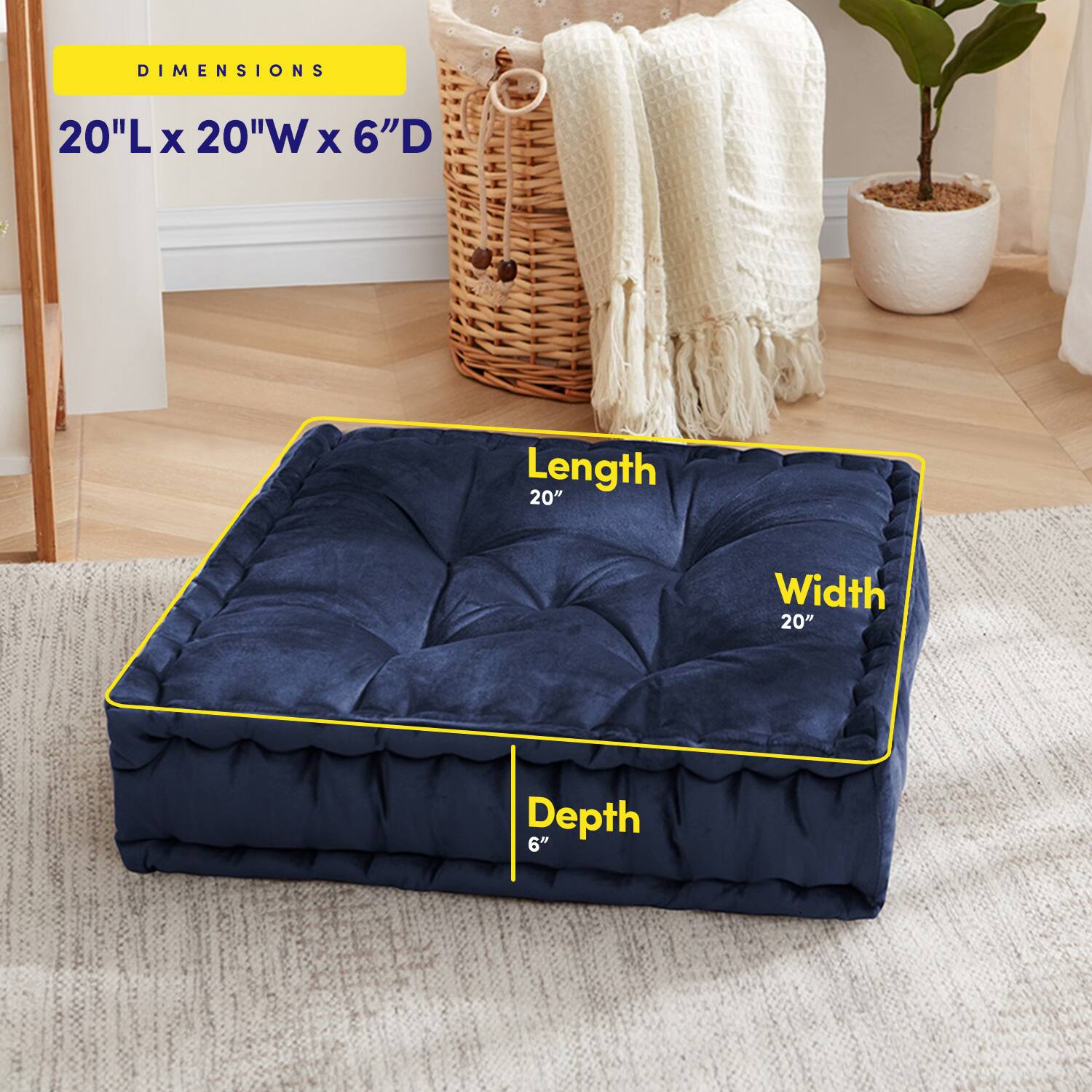 DIMENSIONS  
20"L x 20"W x 6"D  

Length 20"  
Width 20"  
Depth 6"