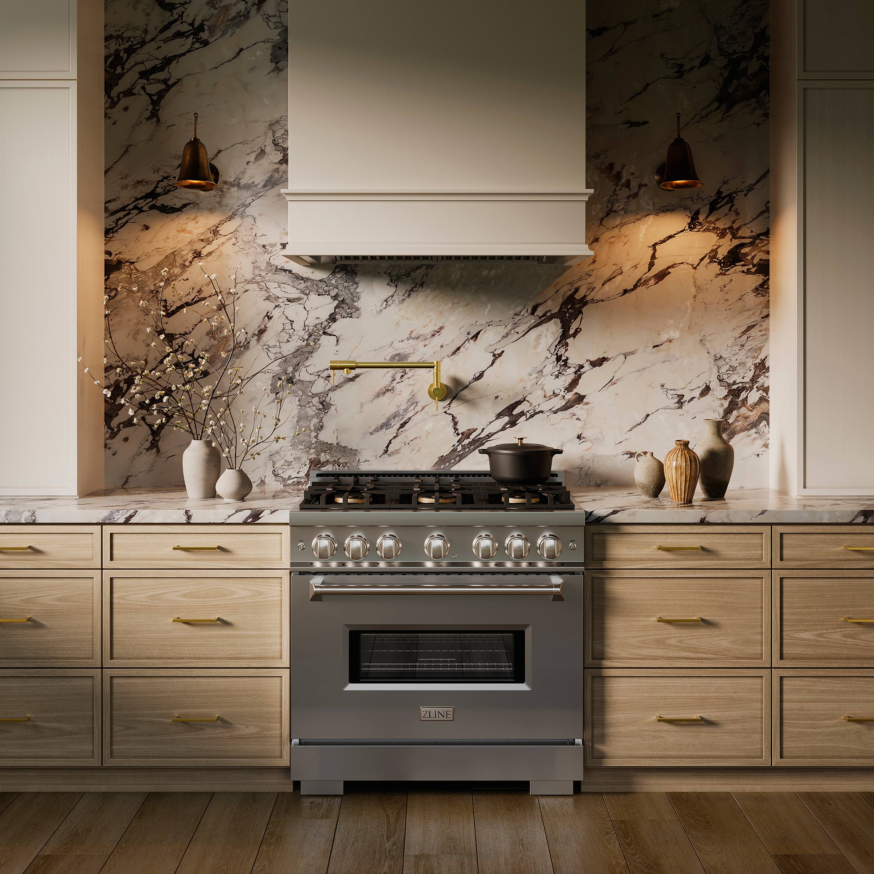 Alt View 5. ZLINE - 36 in. 5.2 cu. ft. Classic Freestanding Gas Range with 6 DuoPro Burners and Convection Gas Oven in Stainless Steel - Stainless Steel.