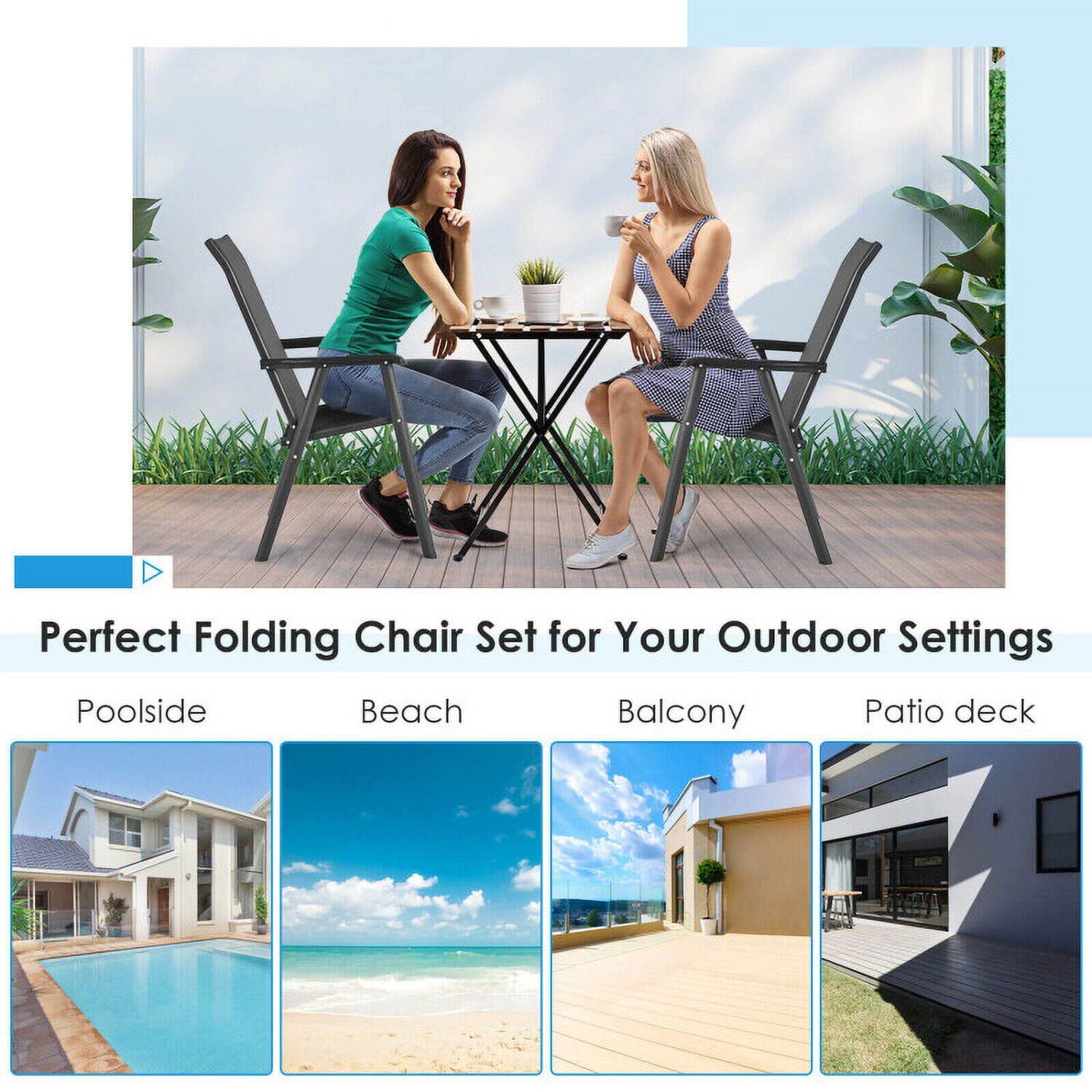 Perfect Folding Chair Set for Your Outdoor Settings

Poolside  
Beach  
Balcony  
Patio deck