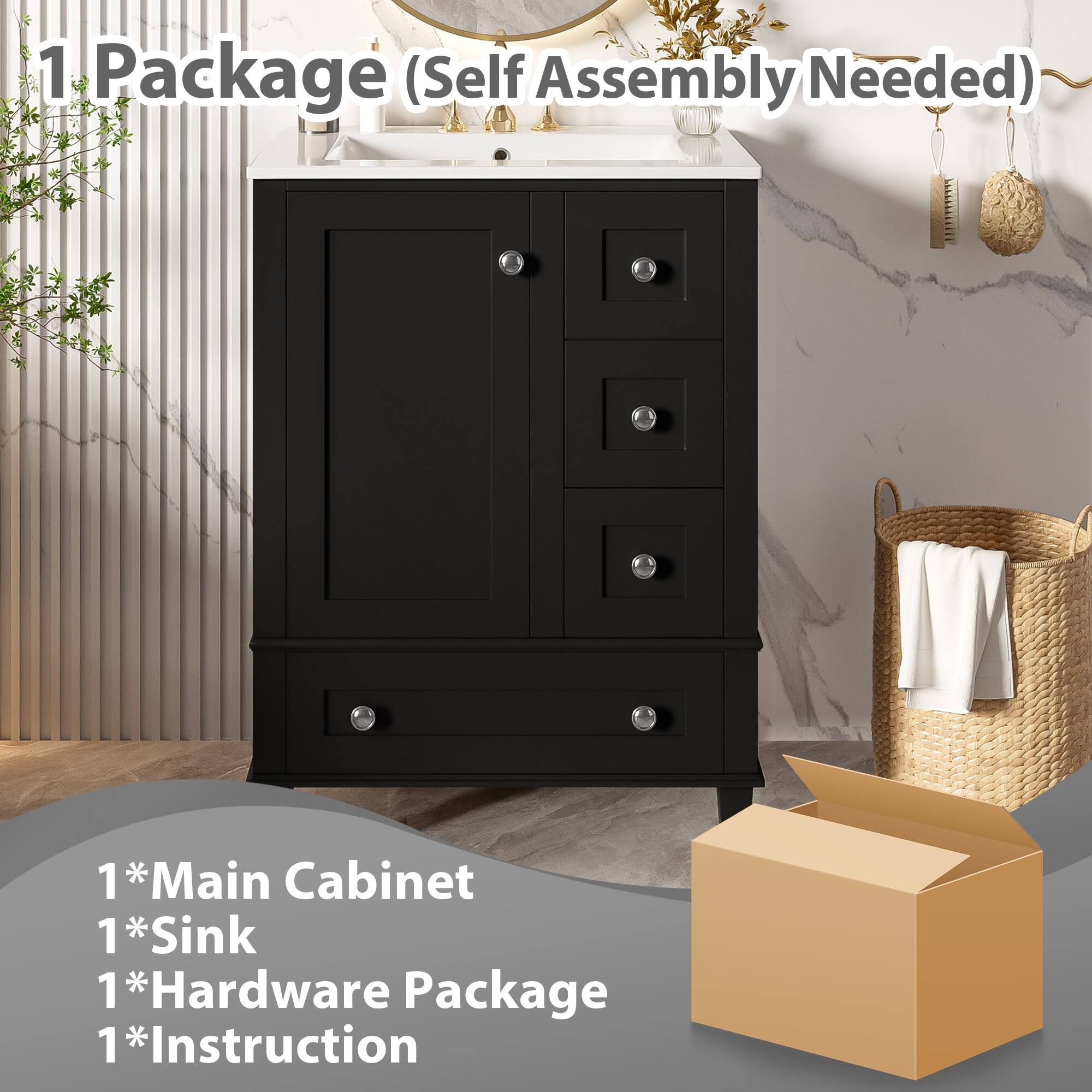 1 Package (Self Assembly Needed)

1*Main Cabinet
1*Sink
1*Hardware Package
1*Instruction