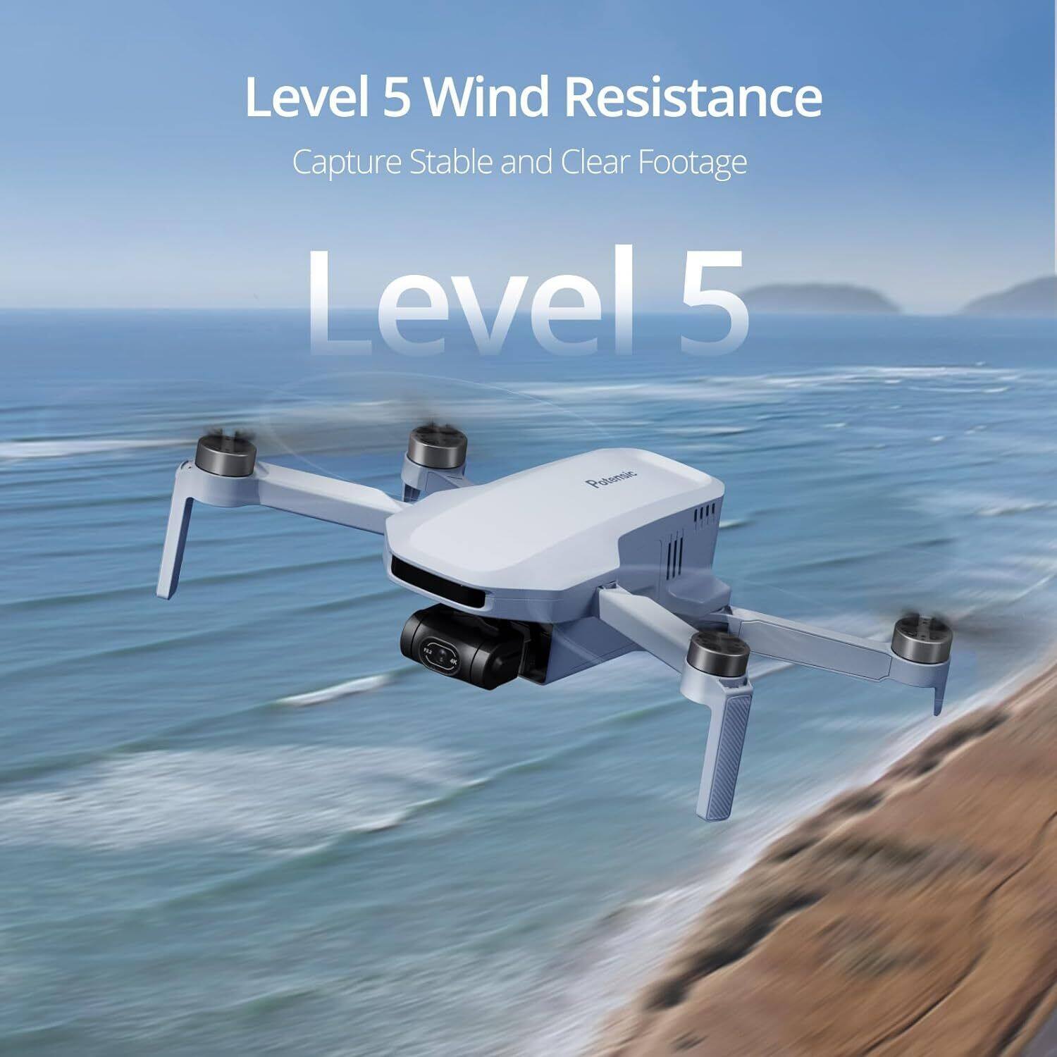 Level 5 Wind Resistance  
Capture Stable and Clear Footage  

Level 5