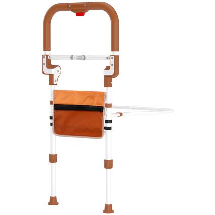 Front. Topteng - Foldable Bed Assist Rail with Storage Pouch - Height Adjustable, Non-Slip Grip, Supports 350 lbs, Fits All Bed Sizes - brown.