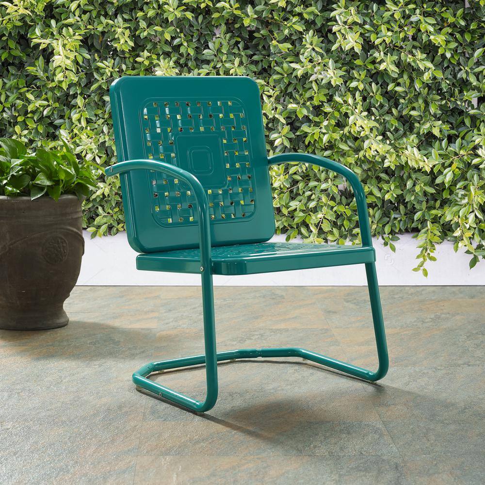Alt View 6. Crosley Furniture - Bates 2Pc Retro Outdoor Chair Set - 2 Armchairs - Turquoise Gloss.