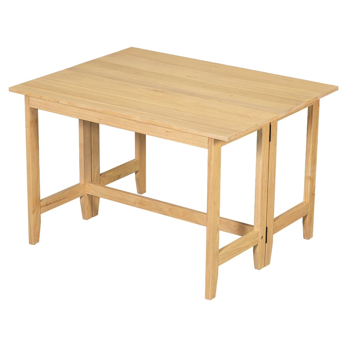 Alt View 3. Loheer - Loheer Extendable Farmhouse Dining Table with Drop Leaf for Small Spaces - Natural.