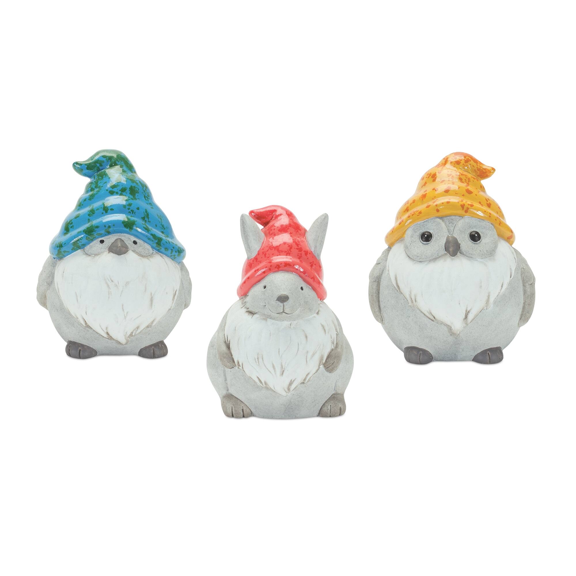 Angle. BreeBe - Whimsical Animal Gnome Garden Statue (Set of 6) - Multicolor.