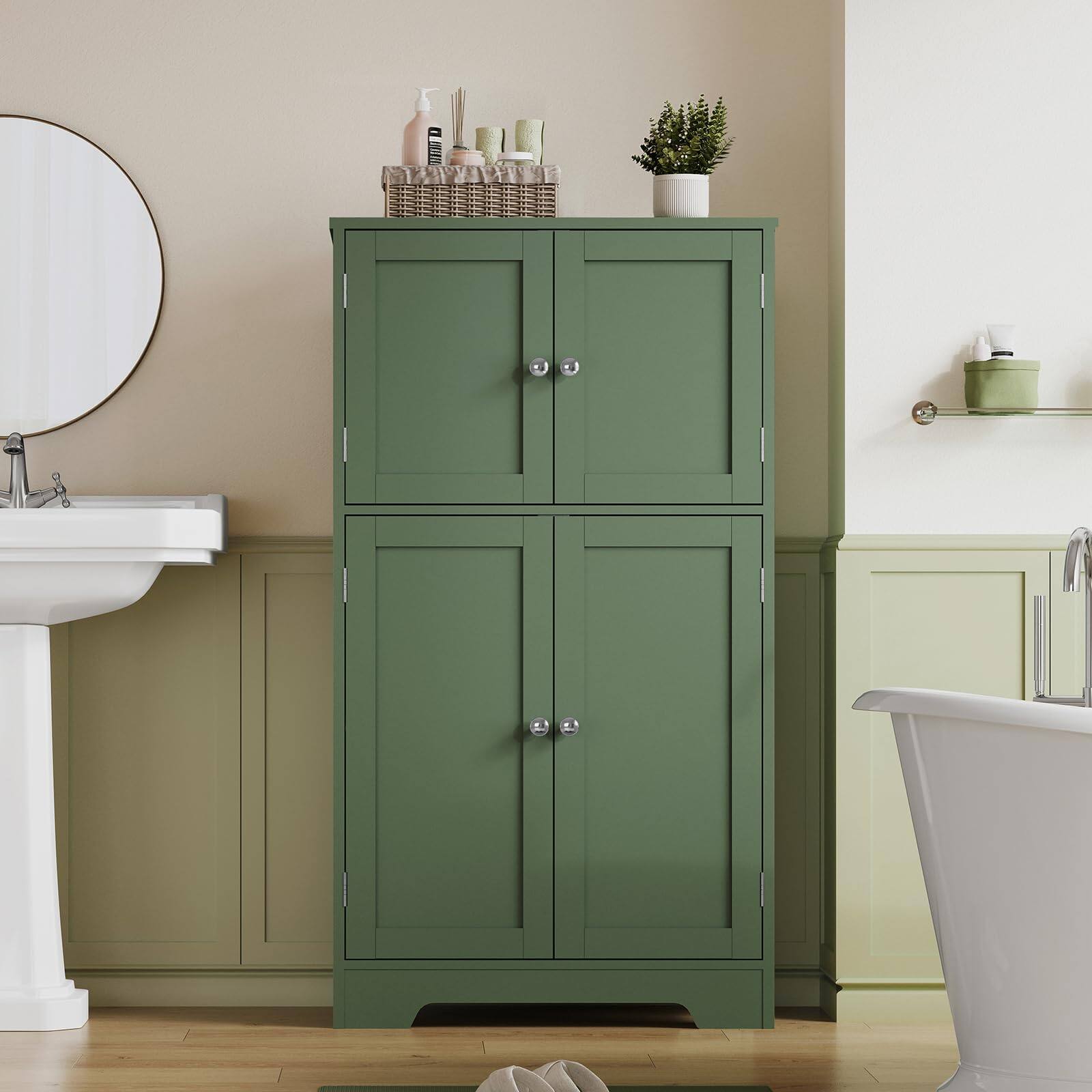 Left. Hirose Alice - Floor Storage Cabinet With 4 Doors & 2 Shelves Cupboard Cabinets For Forest adjustable different makes - Rustic Gray, 2 Drawers.