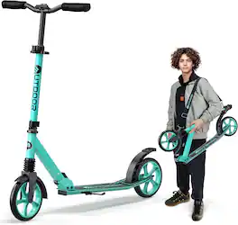 Outdoor Cruiser - Kick Scooter – Foldable, 8" Wheels, 3-Level Adjustable, for Ages 6+, Teens & Adults, 250 lbs Max - Aqua