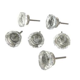 TX USA Corporation - Glass Faceted Knob Set of 6 - Clear