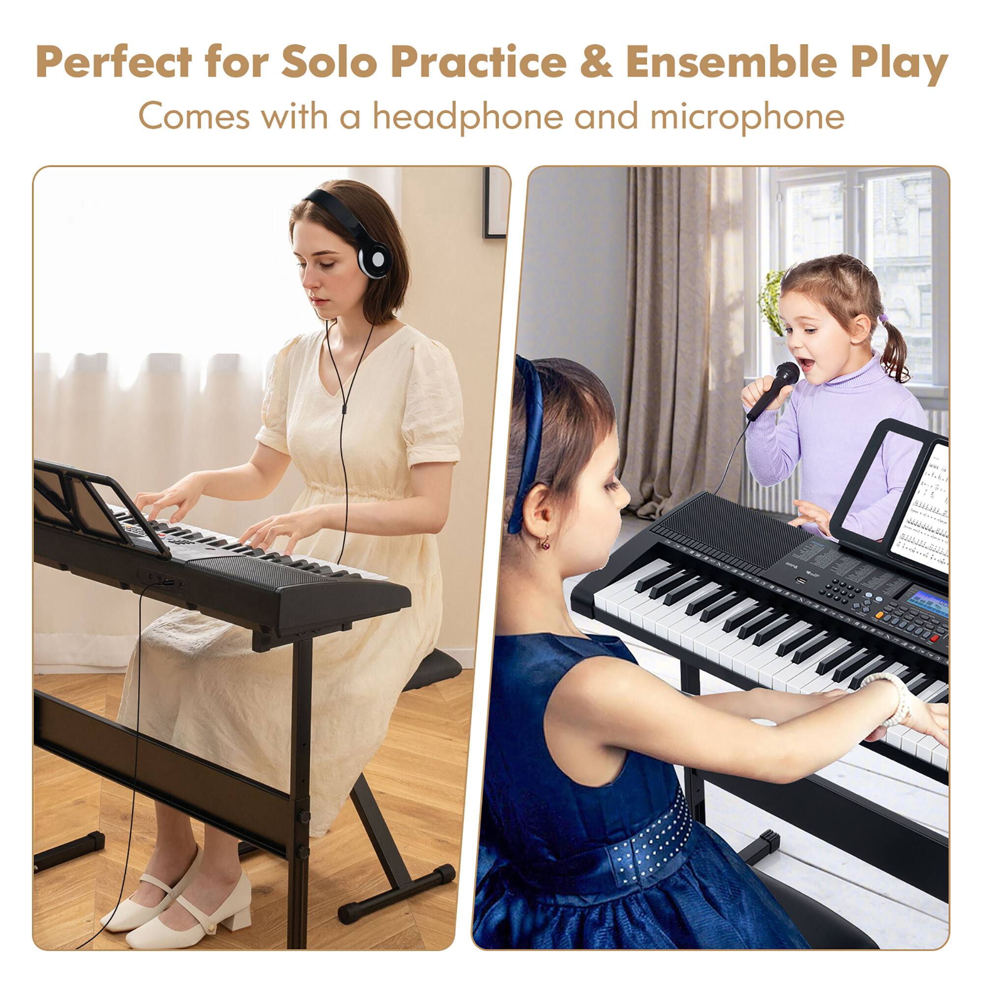 Gymax 61 Key Portable Electronic Keyboard Piano w/ Stand & Stool