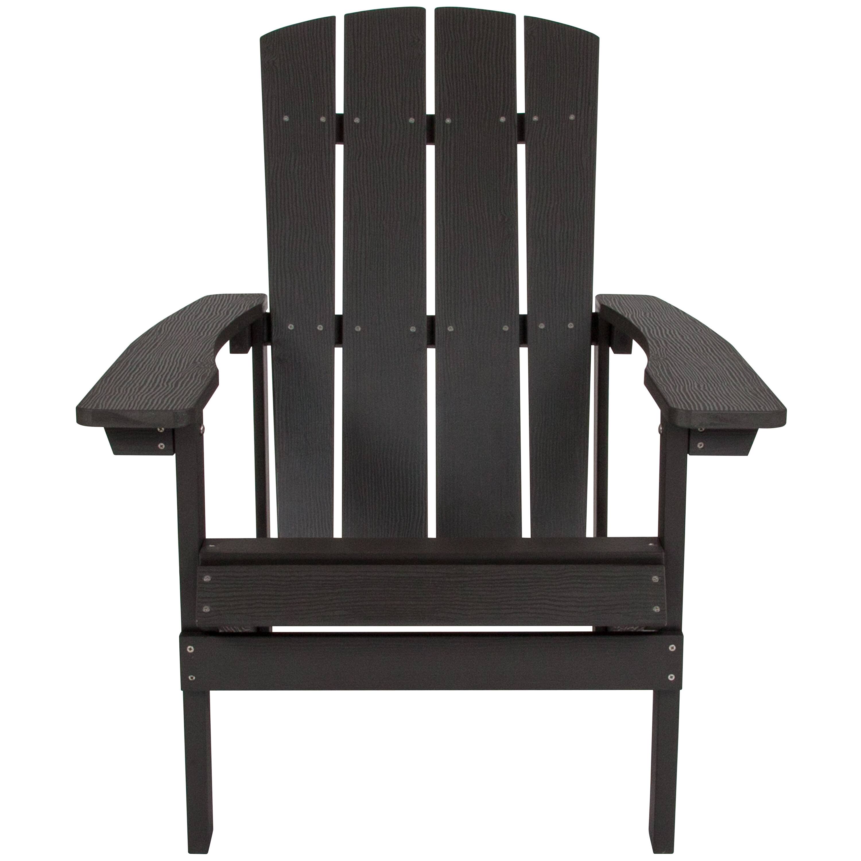 Alt View 8. Emma + Oliver - 4 Pack Outdoor All-Weather Poly Resin Wood Adirondack Chairs - Slate Gray.