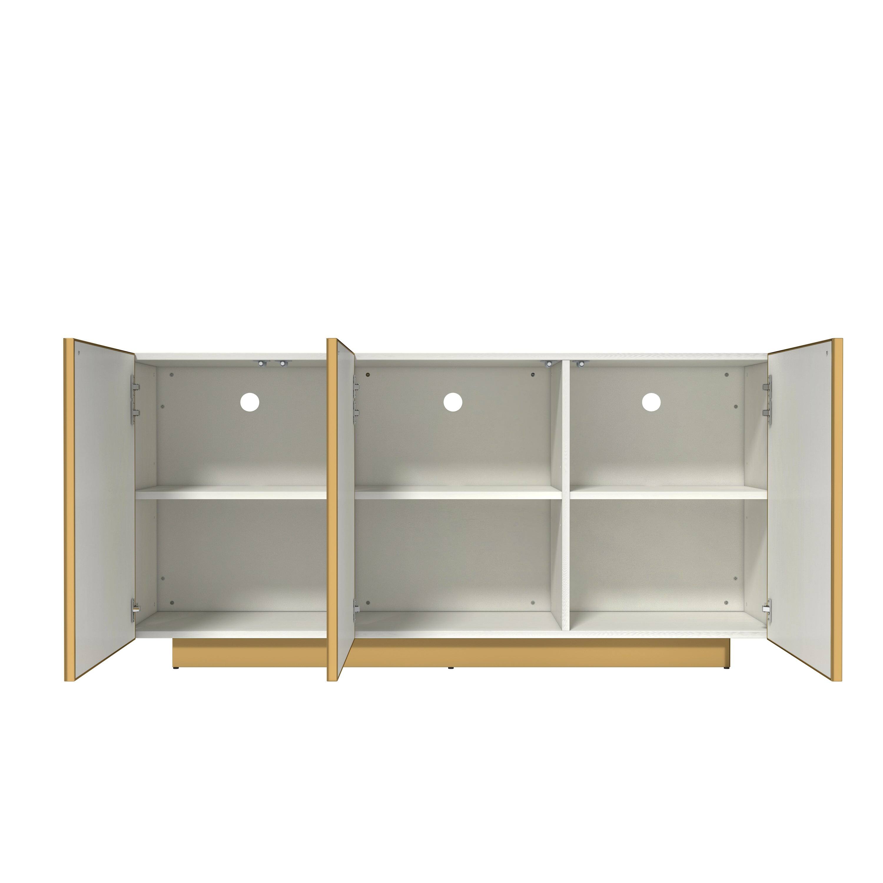 Alt View 2. Boyel Living - 70.87 in White Modern Buffet Sideboard 3 Door Storage Cabinet with Metal Base - White.