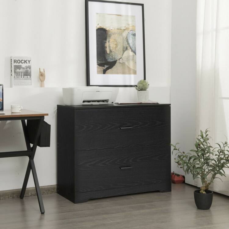 Left. SlickBlue - 2-Drawer Lateral File Cabinet with Adjustable Bars – Large Storage for Office and Home Use - Black.