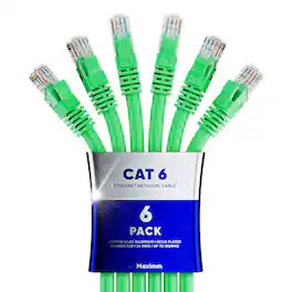 Maximm - Cat 6 Ethernet Cable 50 ft (6-Pack) - UTP, 10Gbps, 550MHz