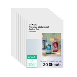 Cricut - Printable Waterproof Sticker Set - 8.5 in x 11 in (20 ct), Transparent