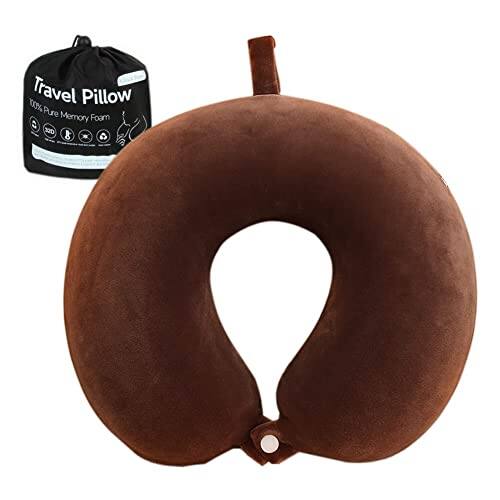 Pacoar Cade - Travel Pillow Neck For Traveling U Shaped Memory Foam Portable Headrest Sleep Airplane Flight Car & Home Office PREMIUM - Dark Brown