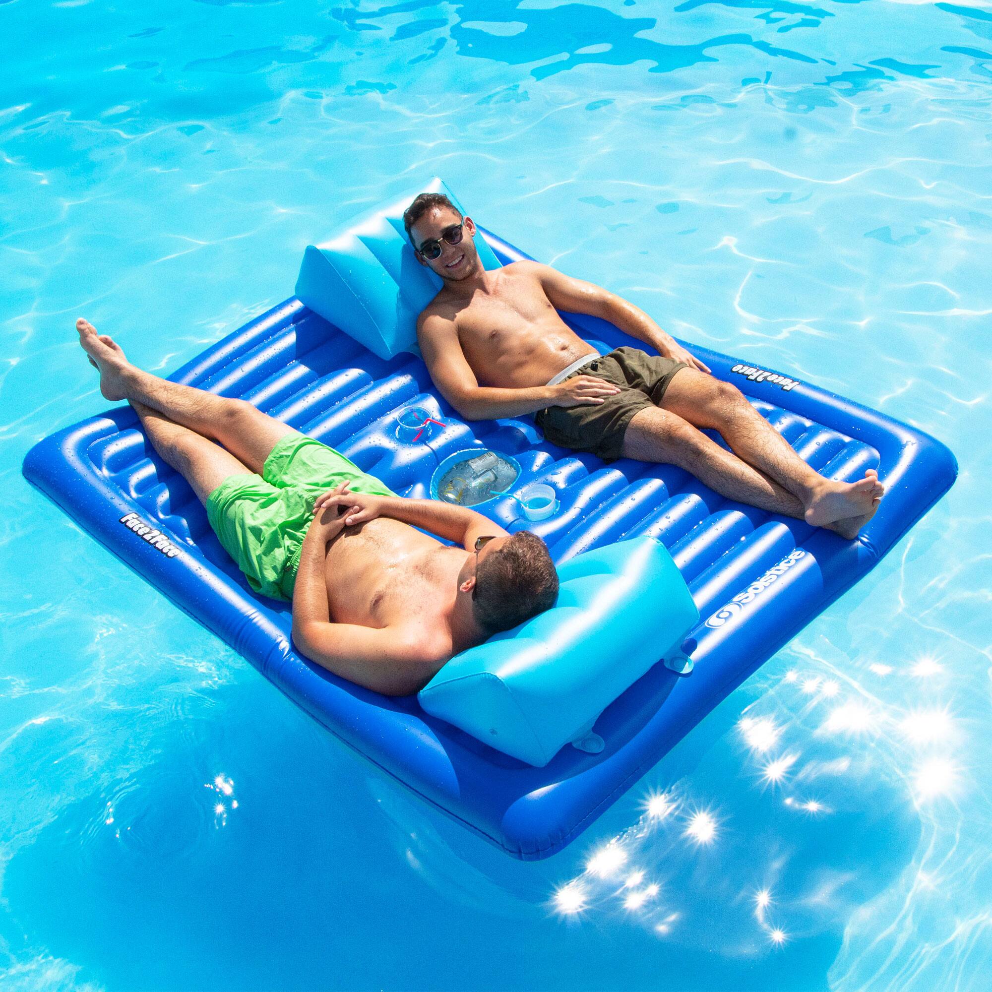 Alt View 11. Swimline - Swimming Pool Inflatable 2 Person Air Mattress - Blue.