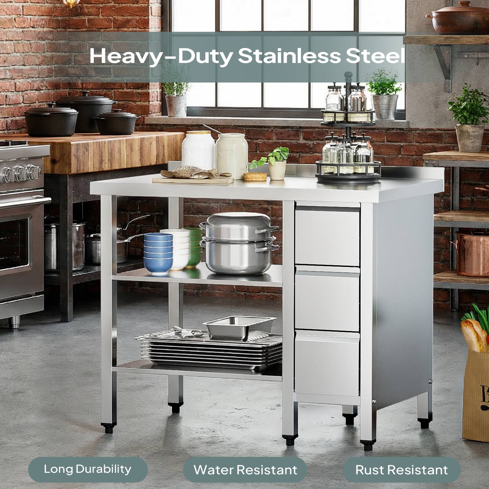 Heavy-Duty Stainless Steel  
Long Durability  
Water Resistant  
Rust Resistant