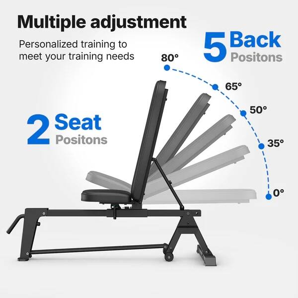 Multiple adjustment  
Personalized training to meet your training needs  
5 Back Positions  
80°  
2 Seat Positions  
65°  
50°  
35°  
0°