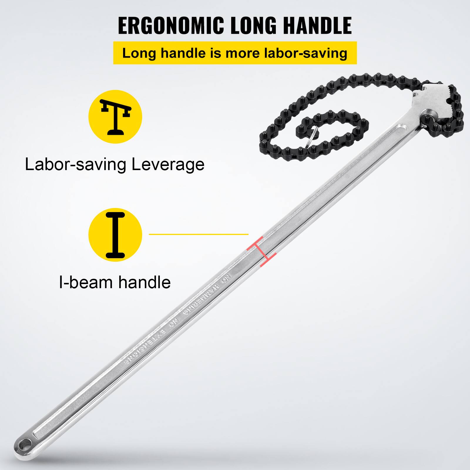 ERGONOMIC LONG HANDLE  
Long handle is more labor-saving  

Labor-saving Leverage  

I-beam handle