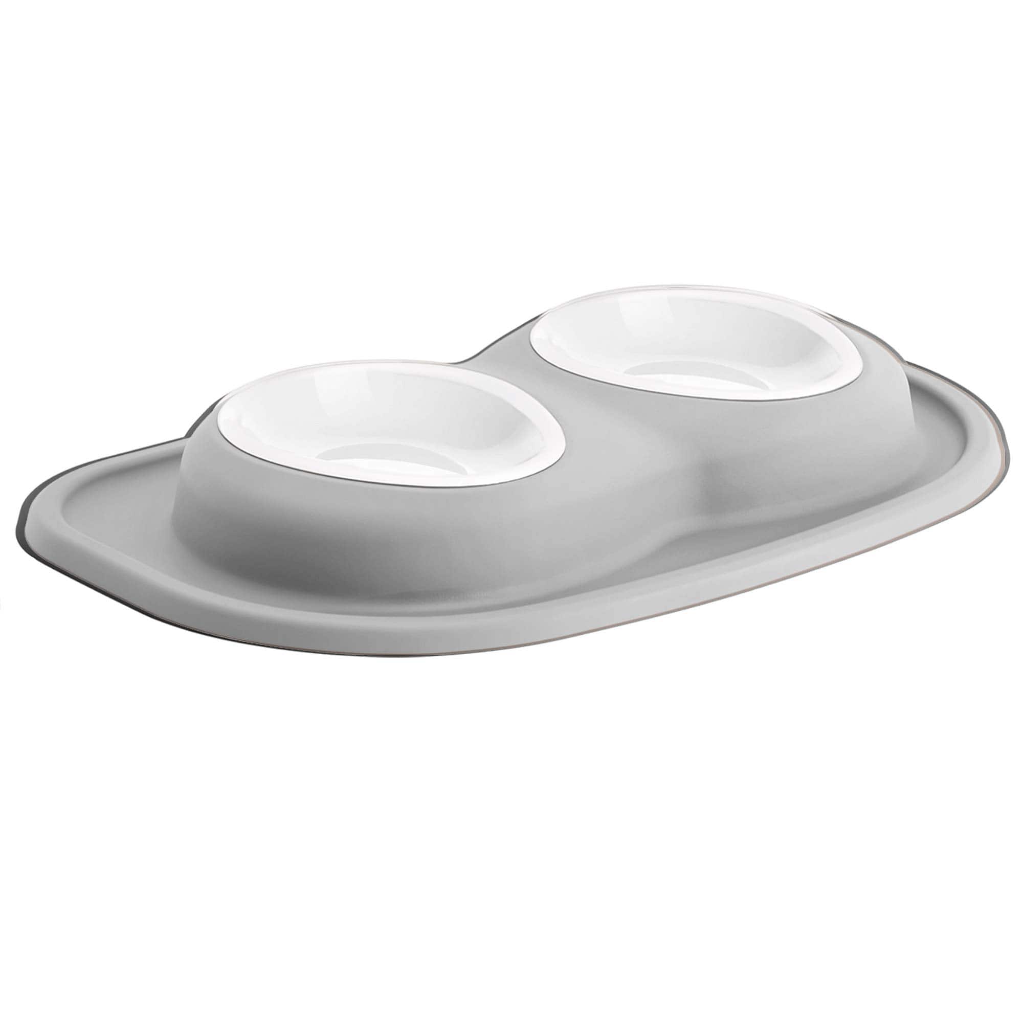 WeatherTech - Double Low Pet Feeding System | Compact Pet Food and Water Station - Light Grey - 16oz (2 Cup) BPA-Free Plastic Bowls - Light Gray