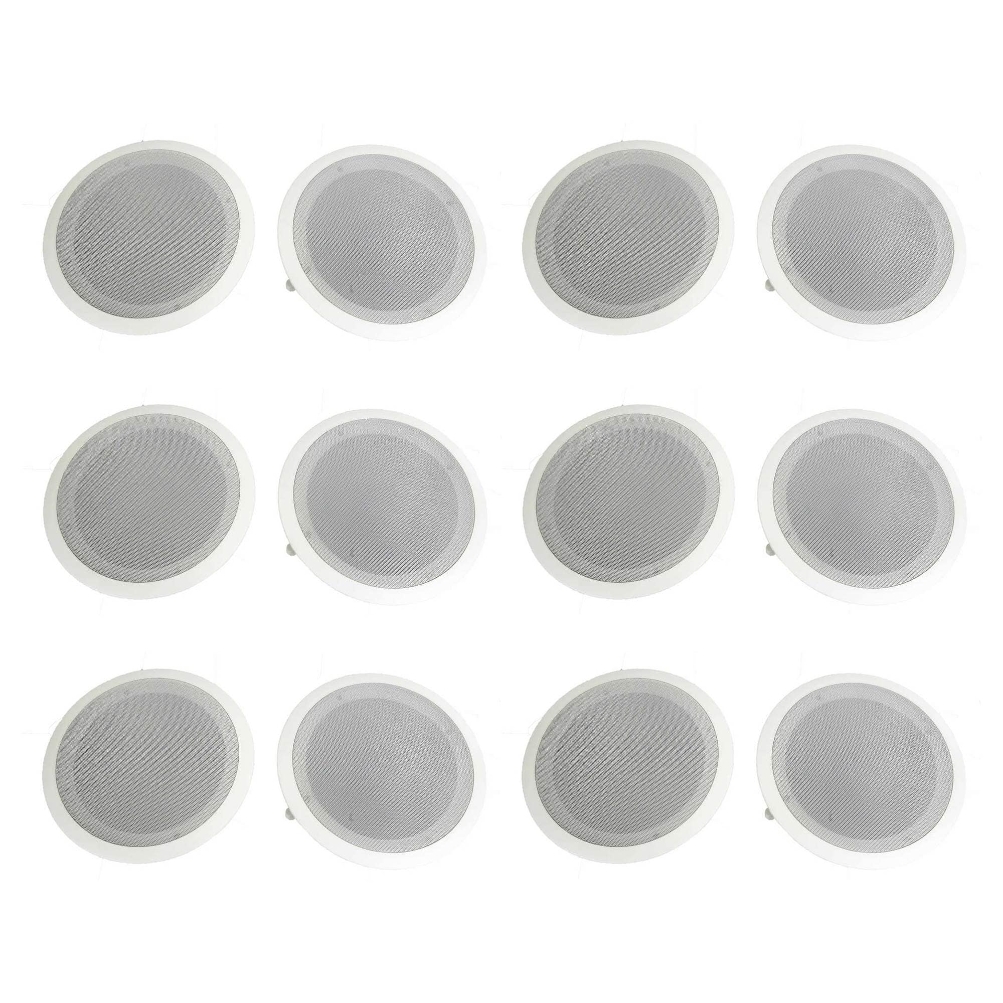 Pyle - 8" 500W 2 Way In Wall/Ceiling Home Speakers System Audio Stereo, 12 Pack - White