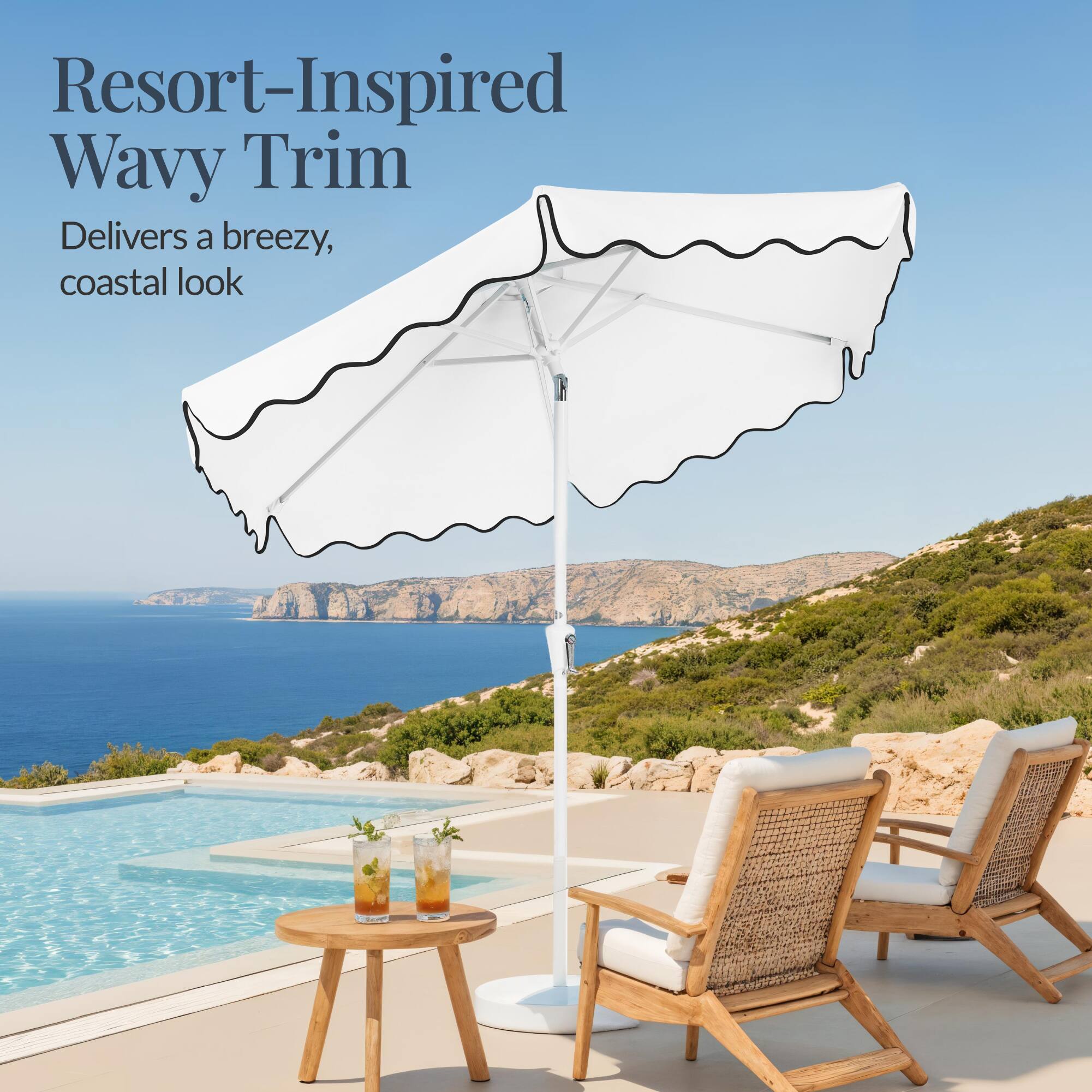 Resort-Inspired Wavy Trim  
Delivers a breezy, coastal look