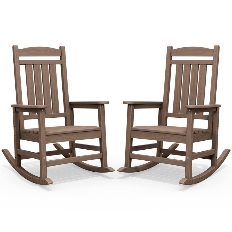 SERWALL - Outdoor Rocking Chair Set of 2, Patio Rocking Chair, HDPE All-Weather Oversized Outdoor Rocking Chair - Brown price history on PriceWatchPro