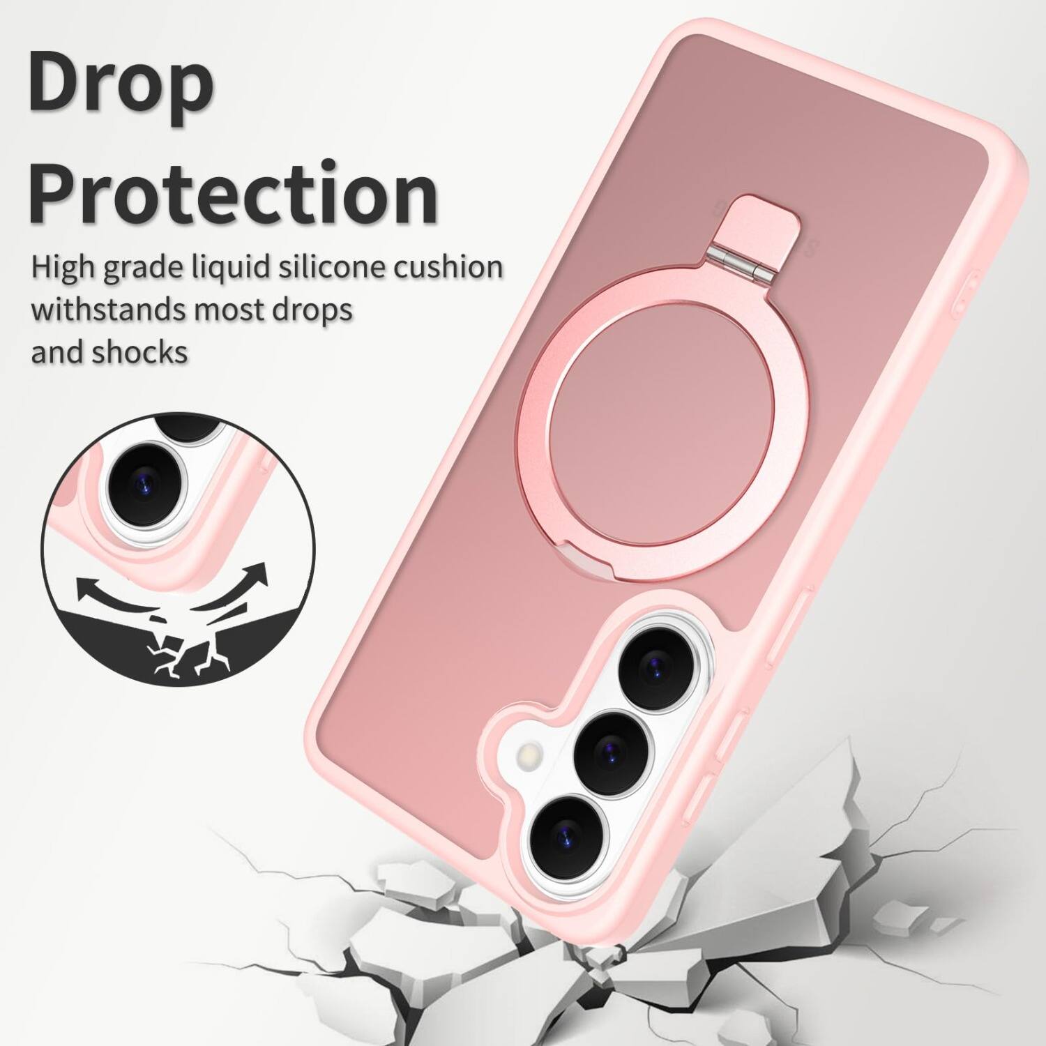 Drop Protection  
High grade liquid silicone cushion withstands most drops and shocks
