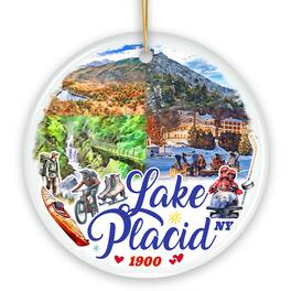 OrnamentallyYou - Picturesque Lake Placid Ornament, Charming New York Mountain Town Christmas Gift (Version 1) - Multi-colored