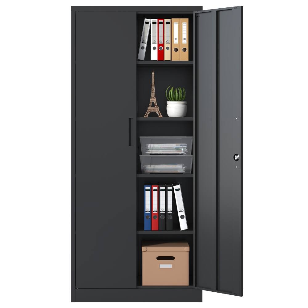 Alt View 9. Loheer - Loheer 72 Inch Metal Garage Storage Cabinet Black Steel Locking File Cabinet 4 Shelves.