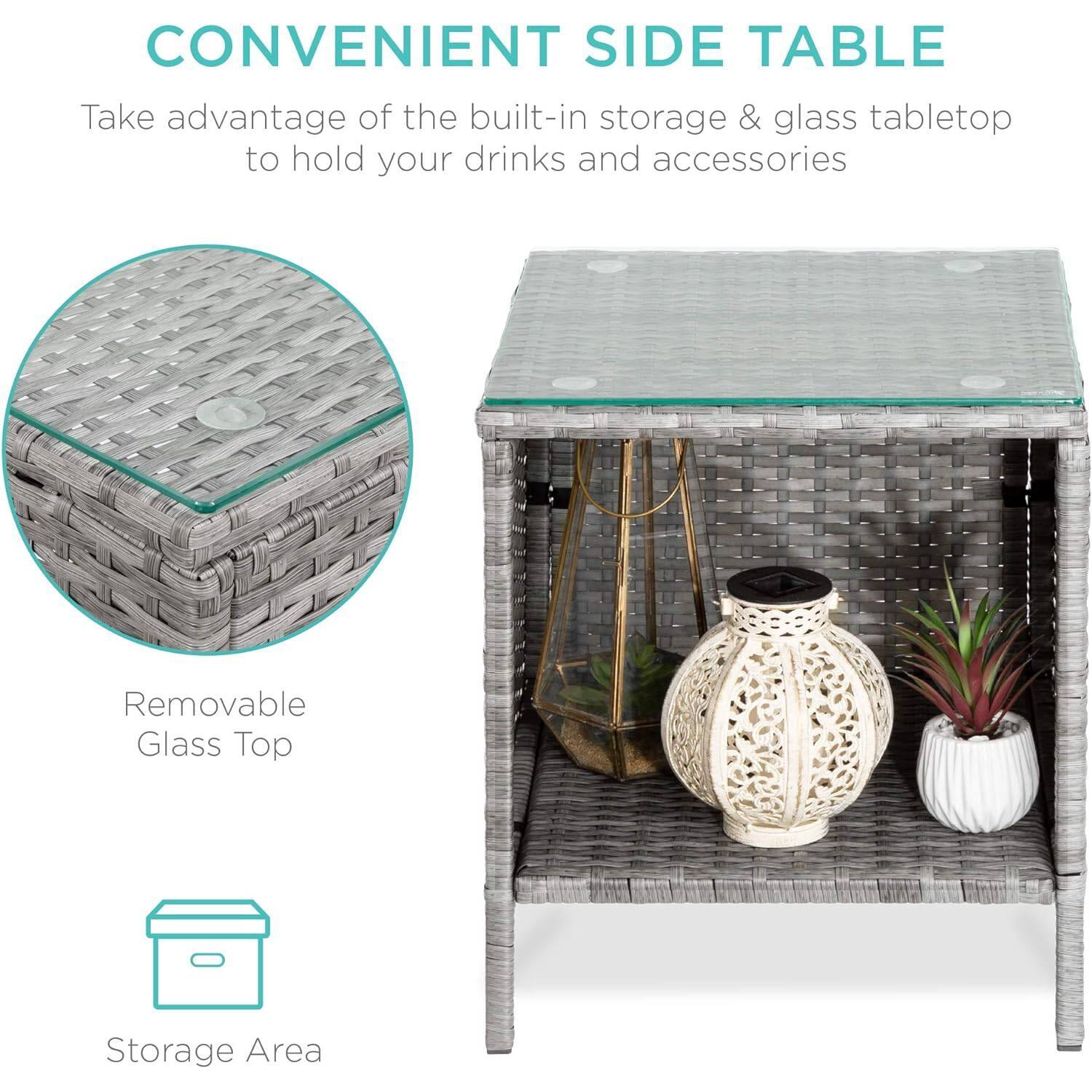 CONVENIENT SIDE TABLE

Take advantage of the built-in storage & glass tabletop to hold your drinks and accessories

Removable Glass Top

Storage Area