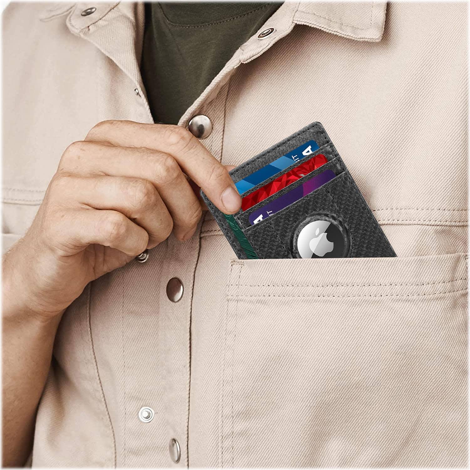 Alt View 15. SaharaCase - Slim Leather Wallet Case for Apple AirTag - Black.