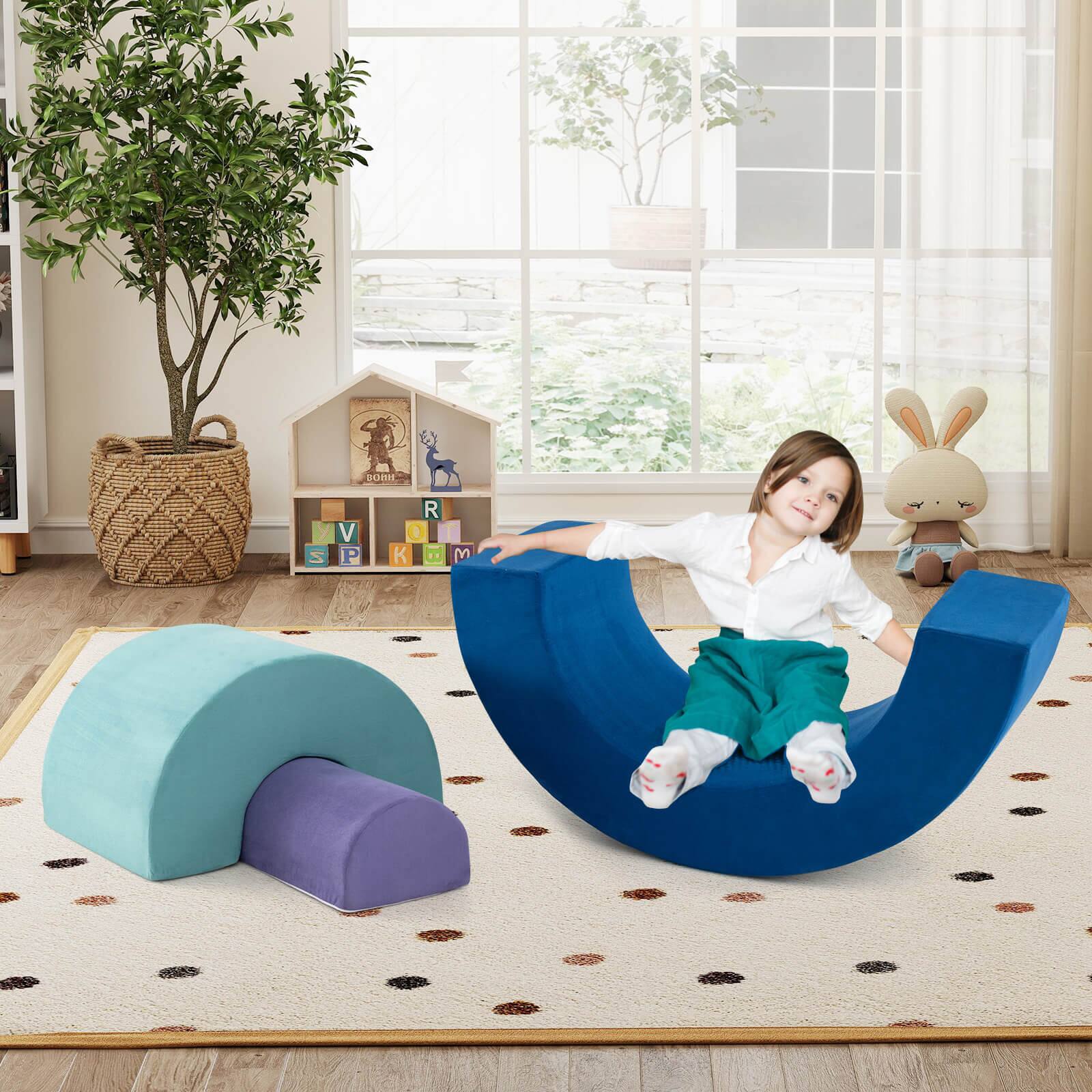 Alt View 4. Costway - Costway Rainbow Arc Climber Playset Foam Climbing Blocks with Machine Washable Covers - Multicolor.